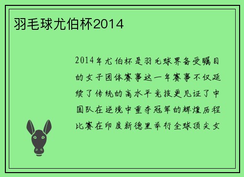 羽毛球尤伯杯2014