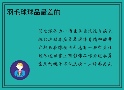 羽毛球球品最差的
